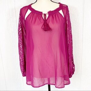 Jessica Simpson Sheer Purple Lace Blouse